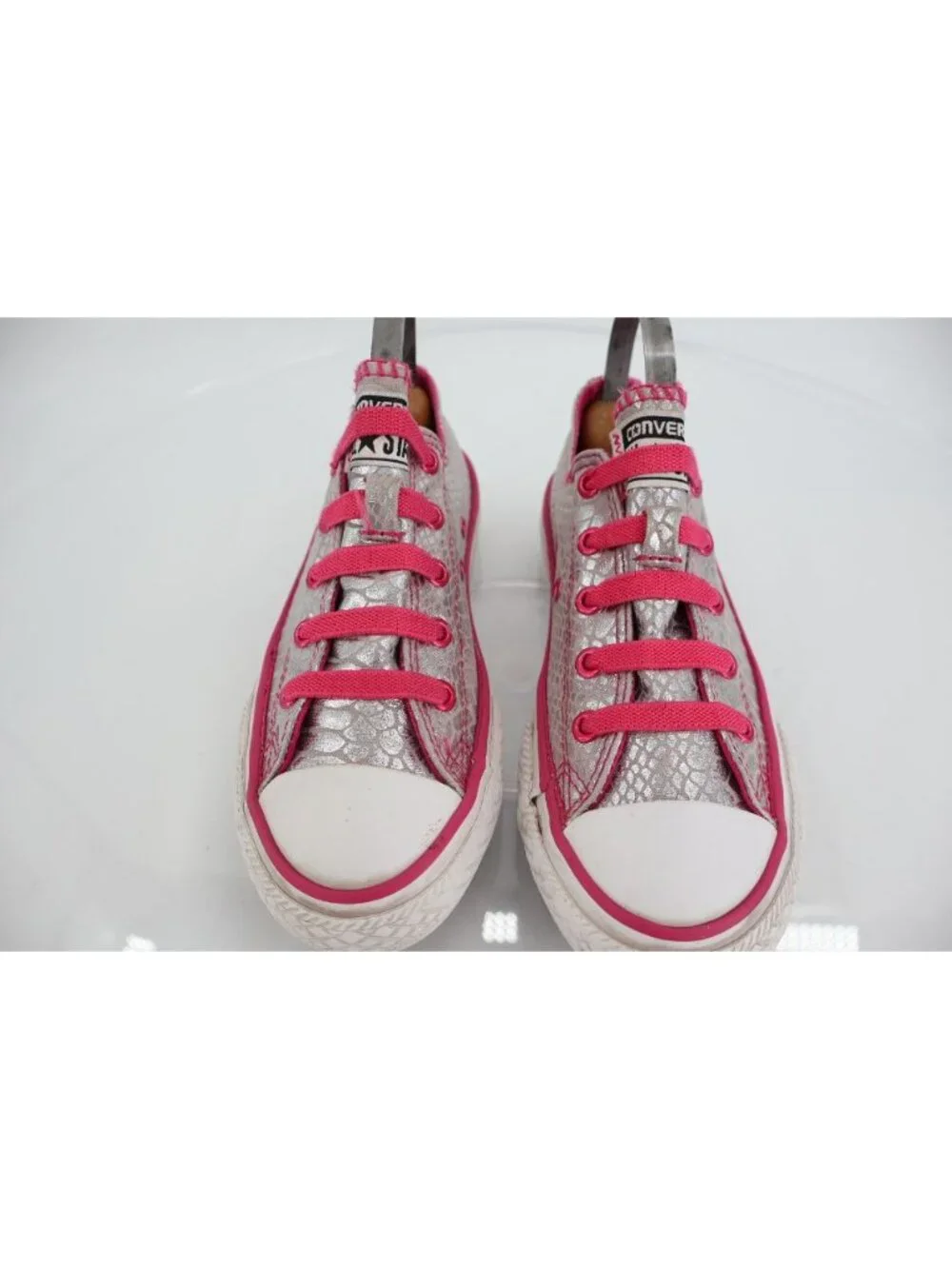 Converse Chuck Taylor All Star Double Tongue Low Top Kids Size 13 Silver Girl